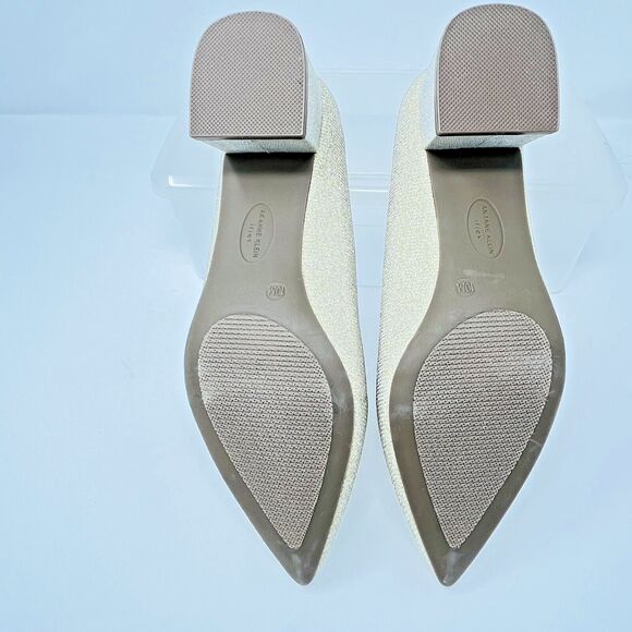 ANNE KLEIN Gold Glitter Metallic Pointed Toe Block Heels Pumps sz 10 NWOB - Picture 8 of 12